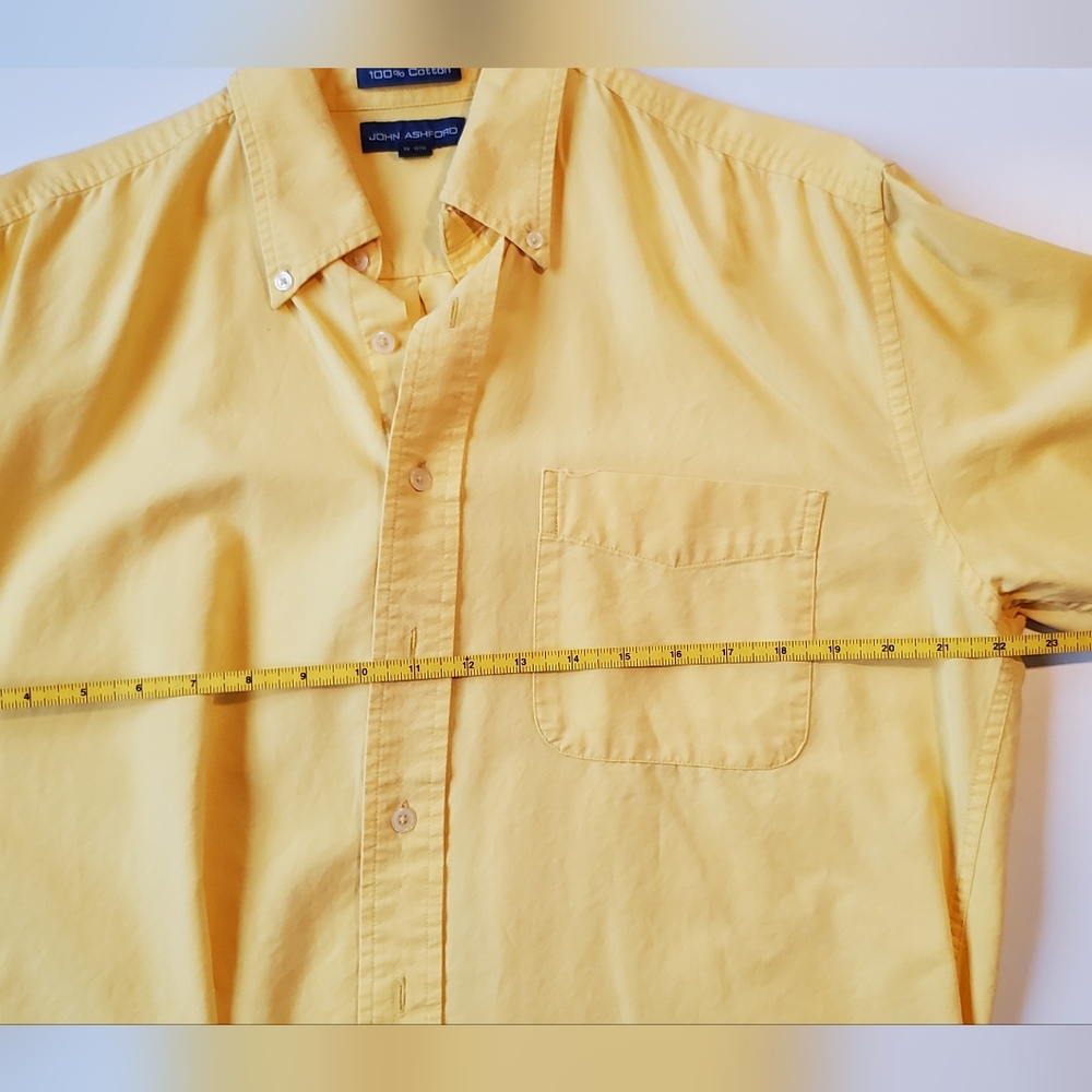 John Ashford yellow cotton dress shirt men's medium